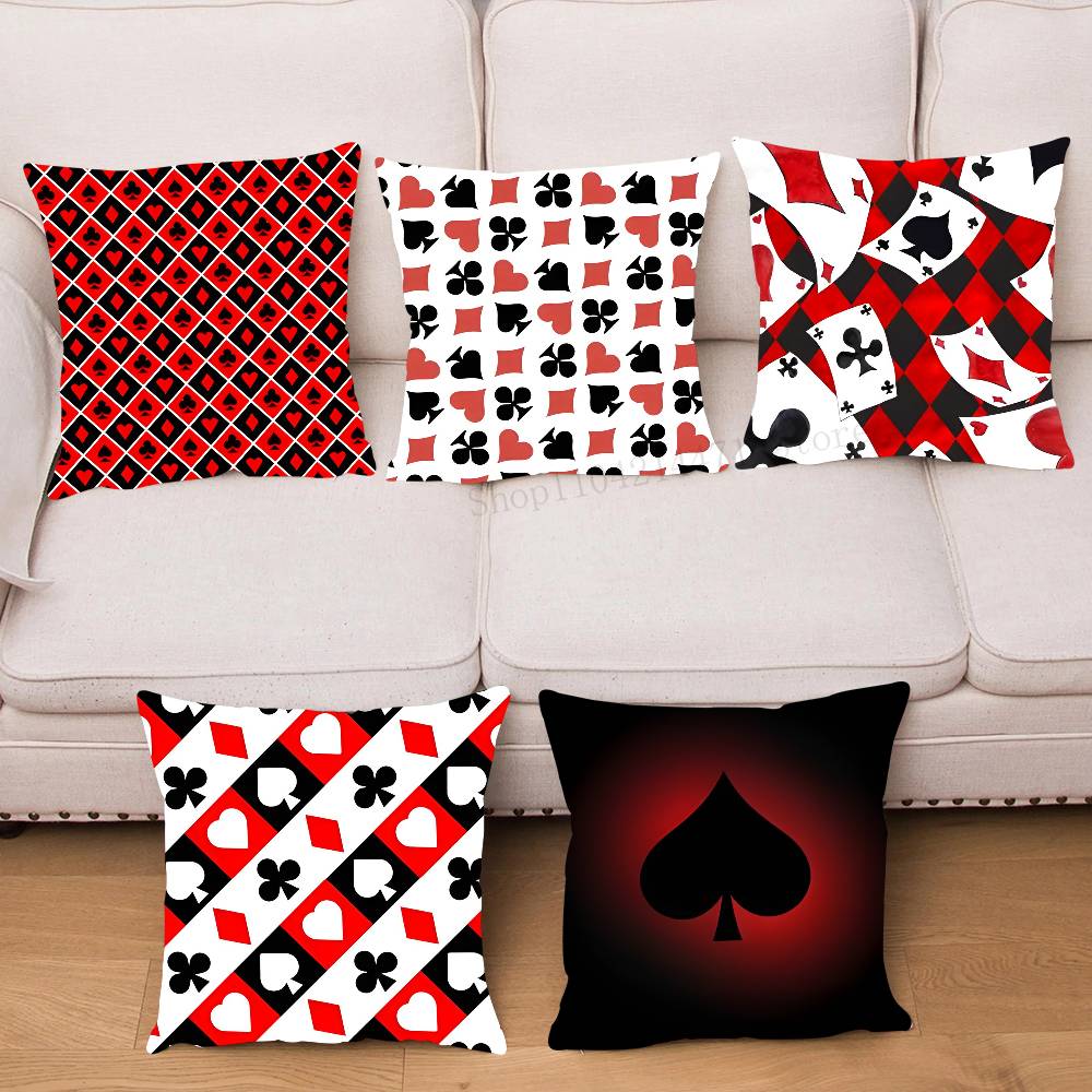 Federa Cuscino Carte da Gioco Federa Quadrata alla Moda Camera da Letto Divano Soggiorno Decorazione Ins Tempo Libero