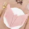 8 Pcs 16.5'' Cotton Linen Tassel Napkin Pink Party Decoration with Tassel Napkins  Table