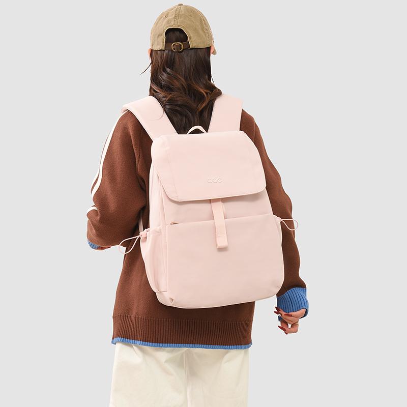 Minimalist Nylon Backpack for Women – Lightweight & Water-Resistant Design with Front Flap and Side Pockets, Perfect for Daily Use