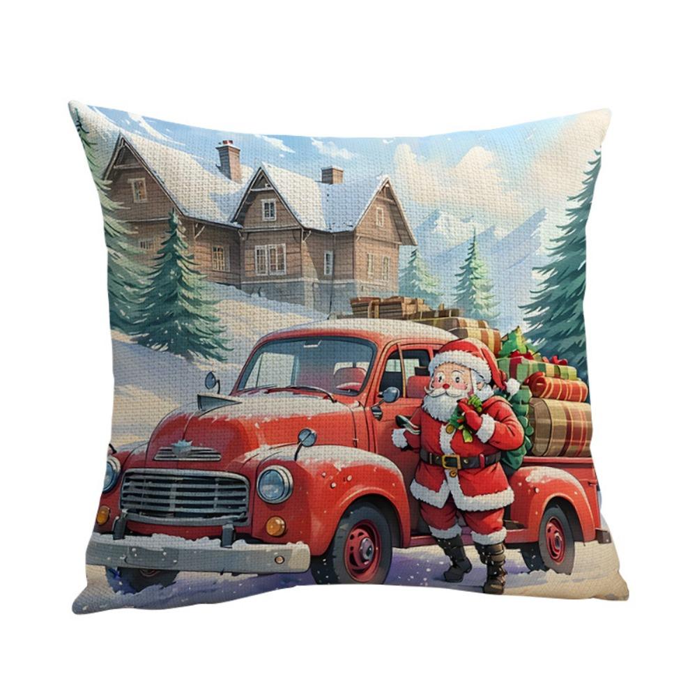 Flax Christmas Cushion Cover 45x45cm Xmas Throw Pillow Case Home Textile Pillow Shell Adult Style 4 794₽