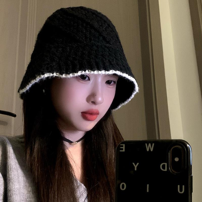 Fisherman's Hat Children's Autumn and Winter Literary Fan Knitted Wool Hat Student Warm Versatile Bucket Basin Hat