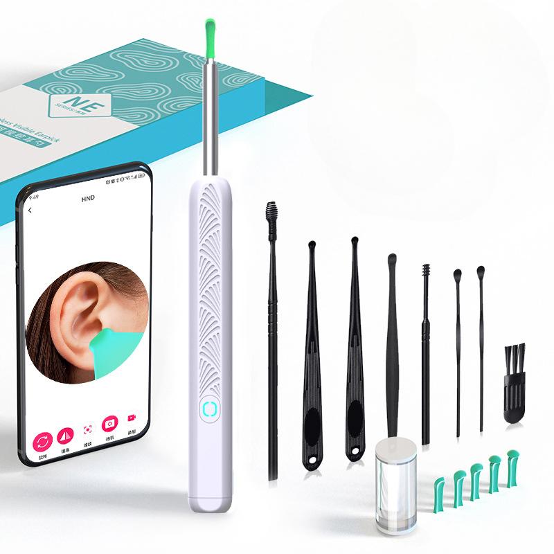 Smart Visual Ear Cleaner with Camera 1296P Ear Sticks USB C Charging Ear Wax Removal Tool WIFI Connection 6 LED Lights Earpick