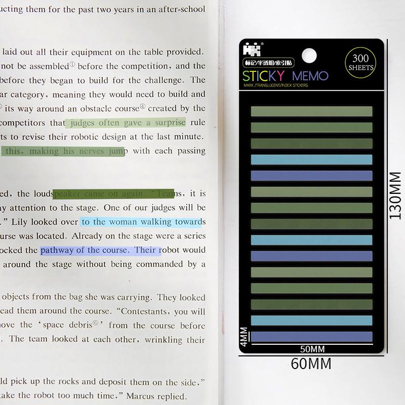 300 Sheets Rainbow Color Index Sticker Memo Pad Post-It Waterproof Transparent Sticky Notes School Supplies Kawaii Stationery