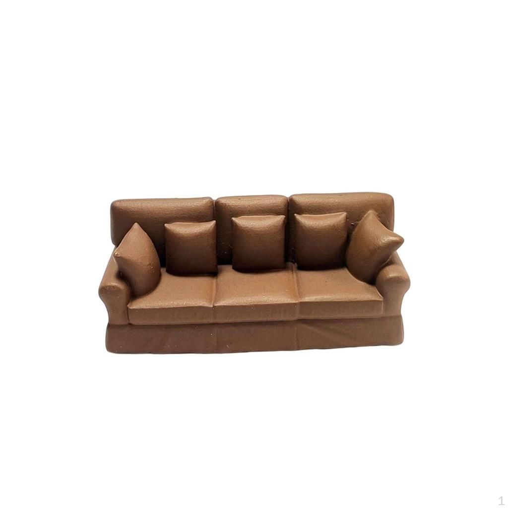 1/64 Mini Ornaments Furniture Miniature Resin Sofa Model Realistic Shape Accessories for Playhouses,