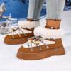 2025 Fall/Winter New Snow Boots Women's Front Lace-Up Thick Sole Fleece Thickened Short Boots Warm Cotton Shoes
