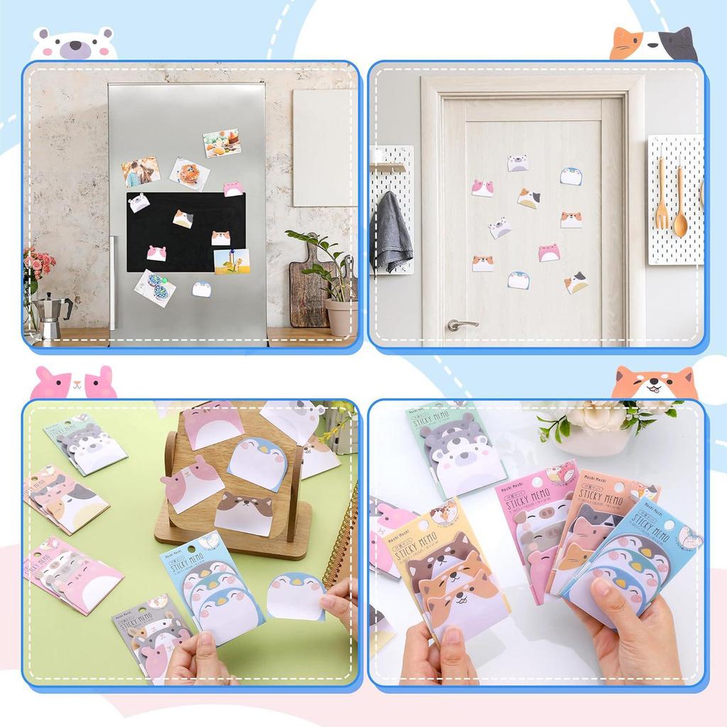 Creative Cute Animal-Shaped Sticky Notes (45 Sheets) - Reusable Planner Pads