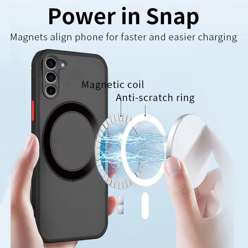 Matné magnetické pouzdro pro Samsung Galaxy S23 S22 S21 S20 Ultra Plus FE S24 Ultra Kryt pro bezdrátové nabíjení