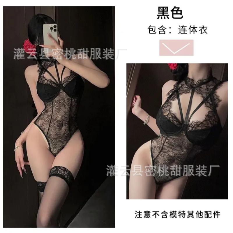 Sexy lingerie sexy lace perspective slim-fit onesie chest hollow summer home pajamas