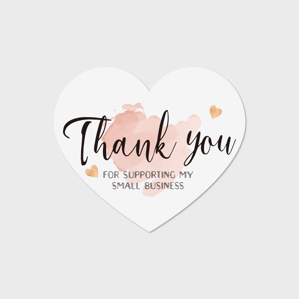 30pcs/pack Heart Pink Thank You Card For Supporting Business Package Decoration "Gorgeous Thanks" Business Card 6cm*7cm