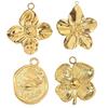 3Pcs Stainless Steel Floral Pendants Gold Plated Jewelry Accessory for Crafting Elegant Necklace Bracelet and Earrings