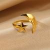 Gold Color Crescent Moon Face Star Open Ring For Women Stainless Steel Adjustable Rings Fashion Anillos Jewelry Elegant Gift