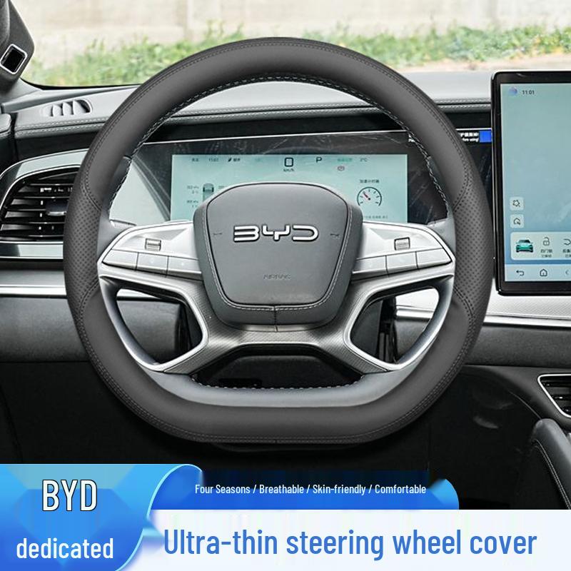 BYD Qin L Non-Slip, Odorless Steering Wheel Cover - No-Sew Interior Modification.