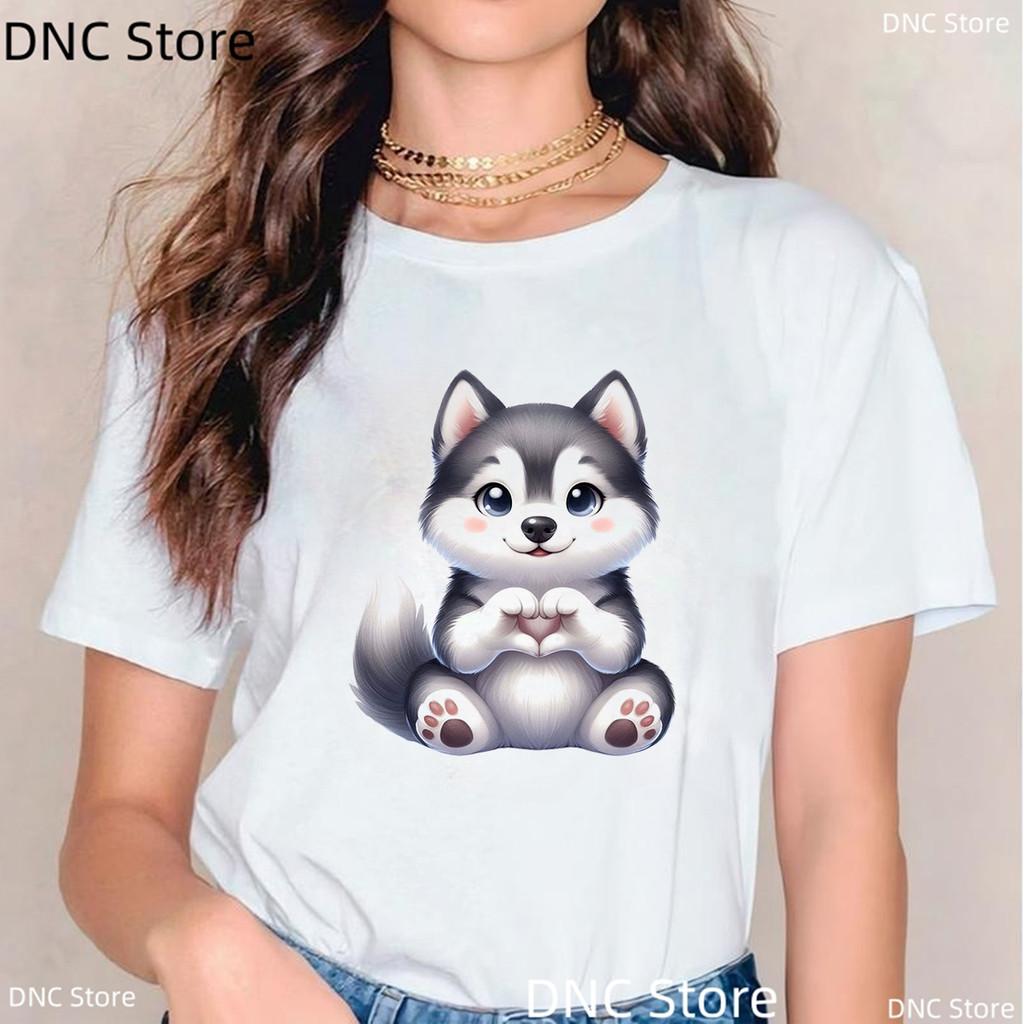 Funny Chien Yorkshire Terrier Print T Shirt Women Fashion Harajuku Kawaii Clothes Dog Pet T-Shirt Femme White Shirt Tops