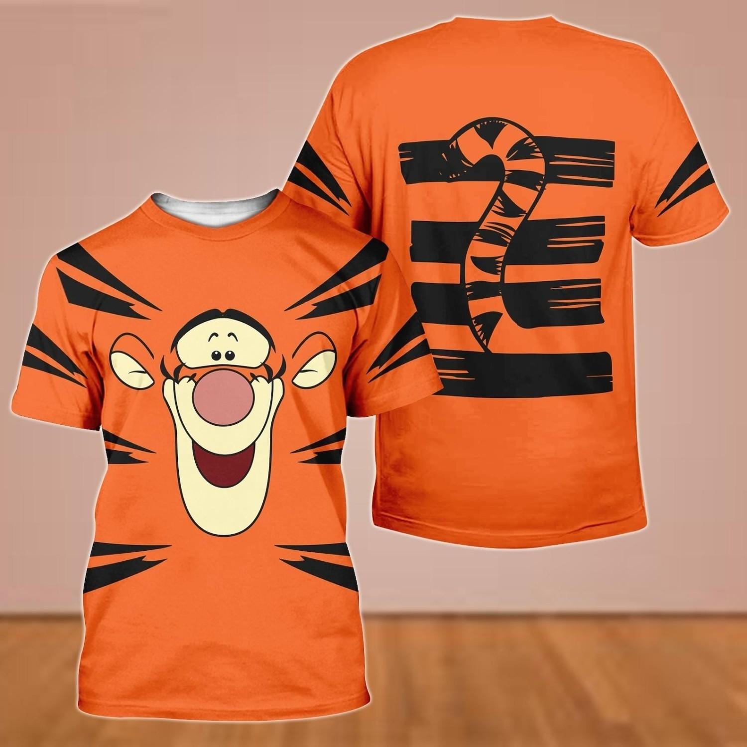 Tigger Costume 3D Shirt Tiger Face Halloween Shirt XXL