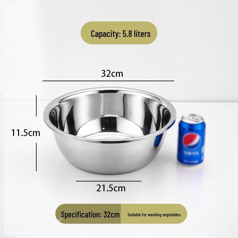 Extra Thick 304 Stainless Steel Household Deep Soup and Mixing Basin