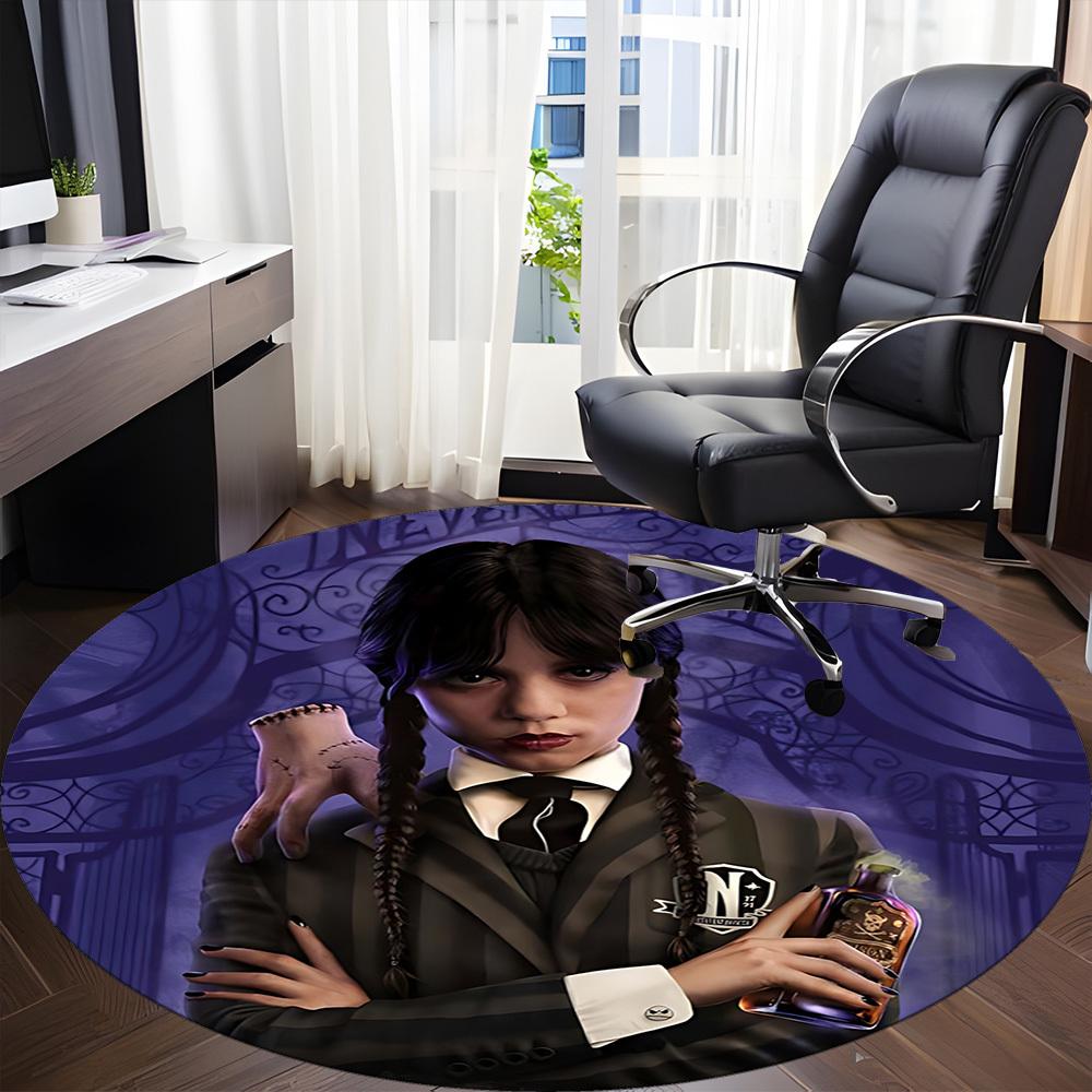 

1PC Wednesday Addams Office Round Rug, Non-slip, Soft and Durable Office Rug for Interior Decoration, Perfect for Office, Beautiful Decoration 150cm
