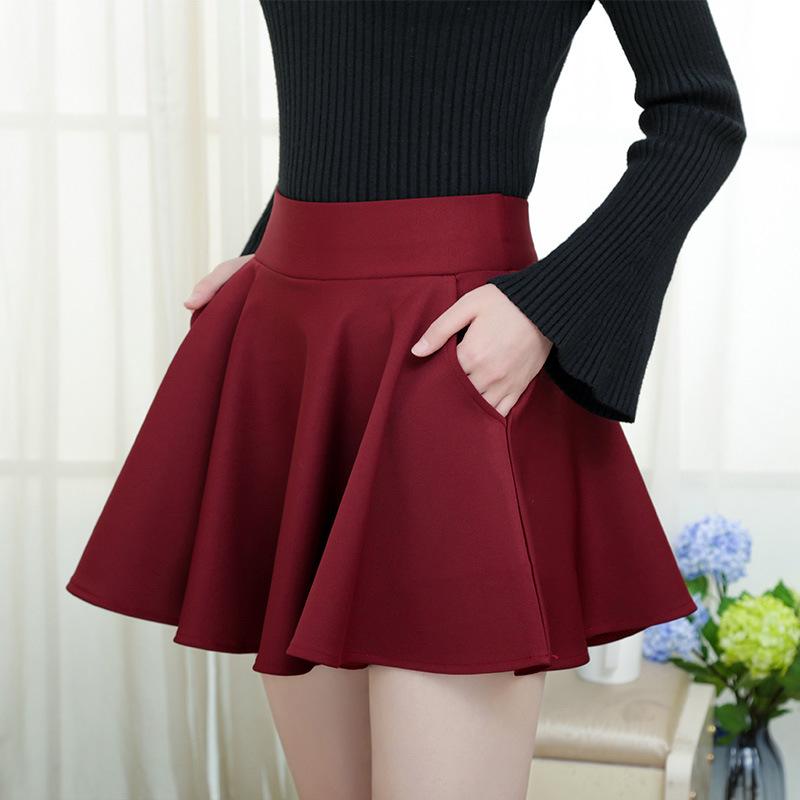 

2022 Spring/Summer Women s High-Waist Sun-Protective A-Line Skirt with Anti-Exposure and Pockets, Plus Size Black Slimming Skirt. 4XL