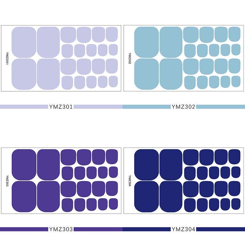 1PC Solid Color Toenail Polish Stickers Full Cover Waterproof  Toe Nail Patch Eco-friendly Long Lasting Toenail Decals Sticker(YMZ277-YMZ308)