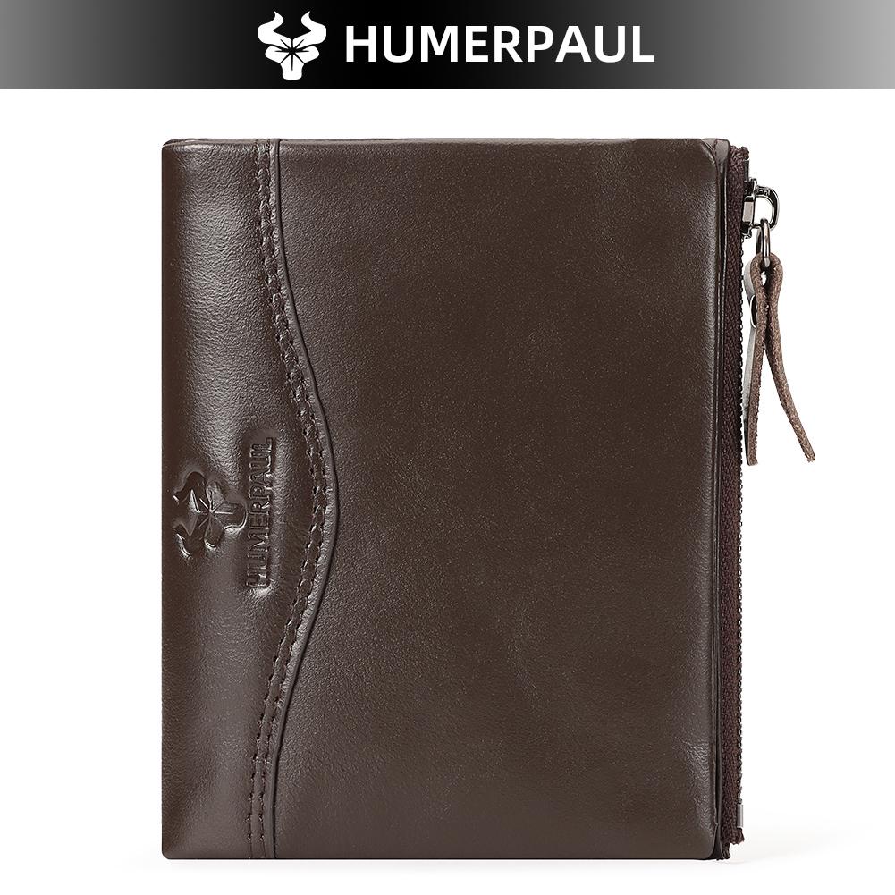 Humerpaul Neue RFID Männer Brieftasche Blockieren Schutz Anti-Diebstahl Scan Männlichen Leder Biflod Kurze Brieftasche Zipper Münzfach Beutel Casual geld Tasche