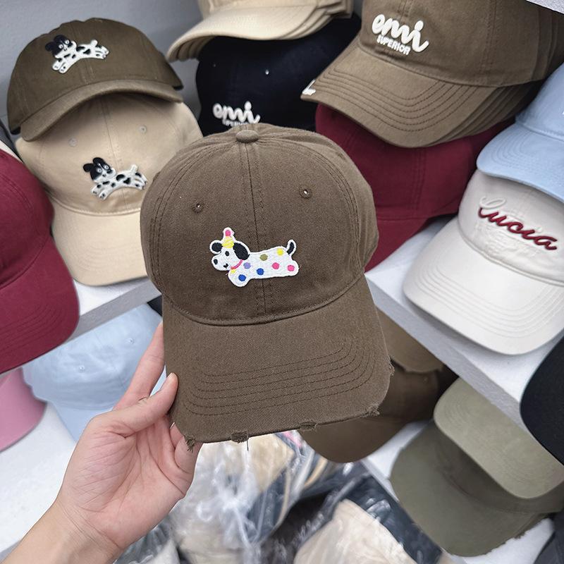 New Korean Cartoon Puppy Baseball Cap for Women Soft Top Couple Student Sun Protection Baseball Cap