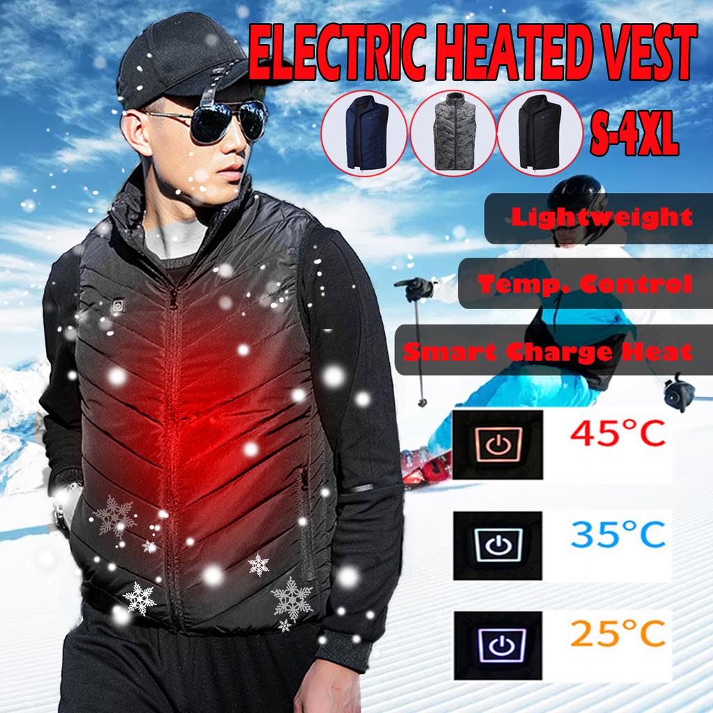 Bulary Heated Vest Outdoor USB Electric Heated Vest Electric Heating Down Jacket Riding Skiing Fishing Clothing Warmer Duvet Heated Clothing for Hiking and Camping Outdoor