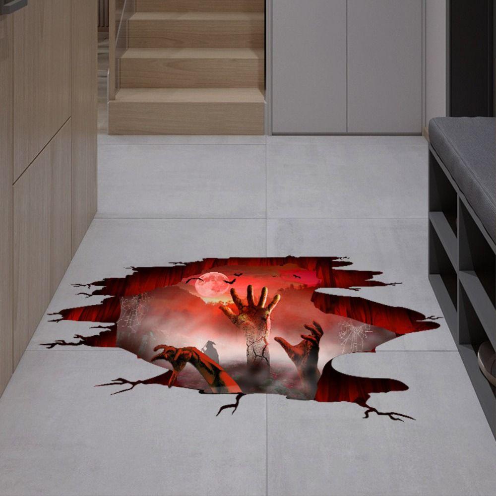 2Pcs/set Reusable Halloween Ghost Hand Sticker Halloween Static Stickers Wall Stickers