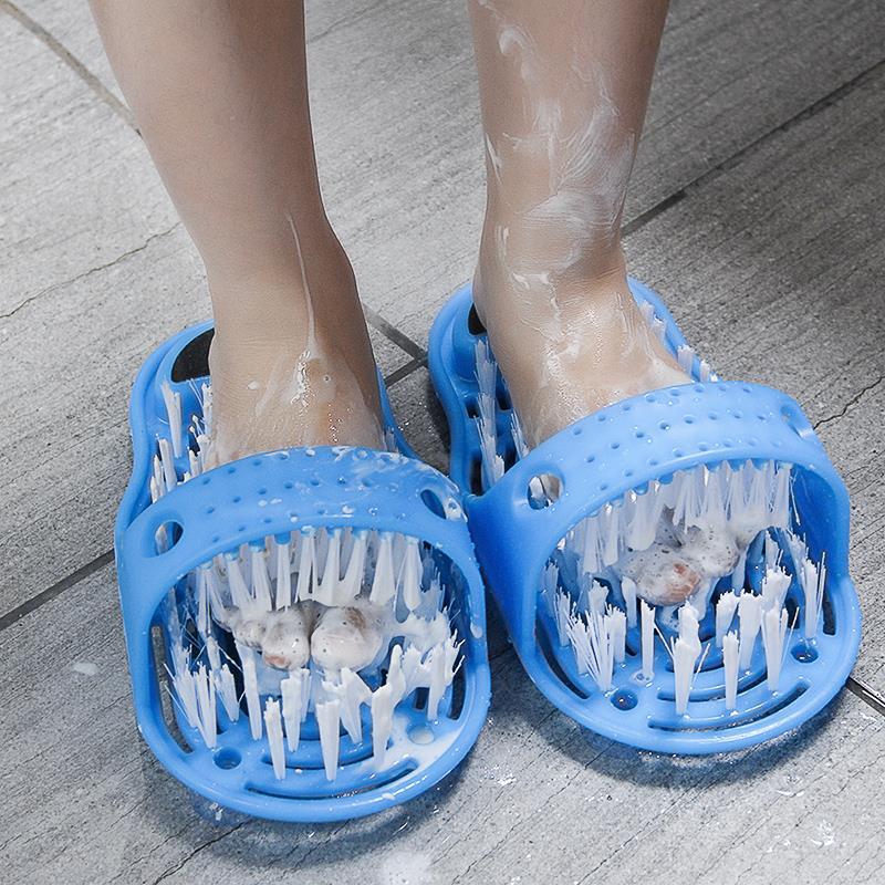 Easy Feet Exfoliating Massage Slippers - Foot Scrubber with Brush for Bathroom