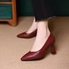 Retro burgundy high heels autumn new pointed commuting light mouth stiletto temperament professional single shoes