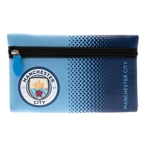 Manchester City FC Official Fade Flat Football Crest Pencil Case