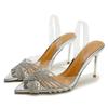 Punkt durchsichtiger Strassstein rosa High Heels Ein-Riemen-Sandalen Frühling und Sommer neu tragen sexy Pantoffeln Sandalen Damen