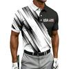 Men Golf Polo Shirt Short Sleeve Button Up Collared Top with USA Flag Print Casual Athletic Fit for Outdoor Sports