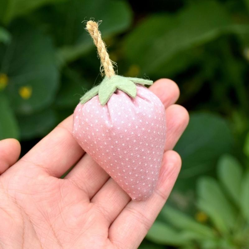 62KD 6Pcs Fabric Strawberry Handmade Bowl Fillers for Farmhouse Spring Decorations