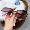 Original Square Frame Sunglasses For Women Beach Fashion Gradient Frameless Sunglass Anti Radiation Shades Branded Women's UV400 Eyeglasses