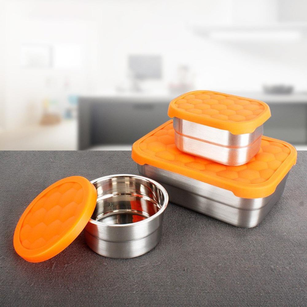 Rectangle/round Food Storage Container Stainless Steel Snack Containers Fresh-keeping Box  Picnic