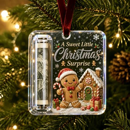Personalized Cash Gift Display Christmas Holder Ornament, Custom Acrylic Money Clip for Holiday Decorative Tree Decorations, Unique Hanging