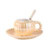 Light Luxury Creative Ceramic Coffee Cup Saucer Set Ins Pearlescent Glaze Ceramic Afternoon Tea Cup Saucer Set Cup with Spoon