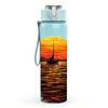 1PC Sunset Ocean Boat Water Scenery Print 750ml Color Plastic Sports Water Bottle Leakproof Flip Straw Lid Suitable for Sports Office Home Use