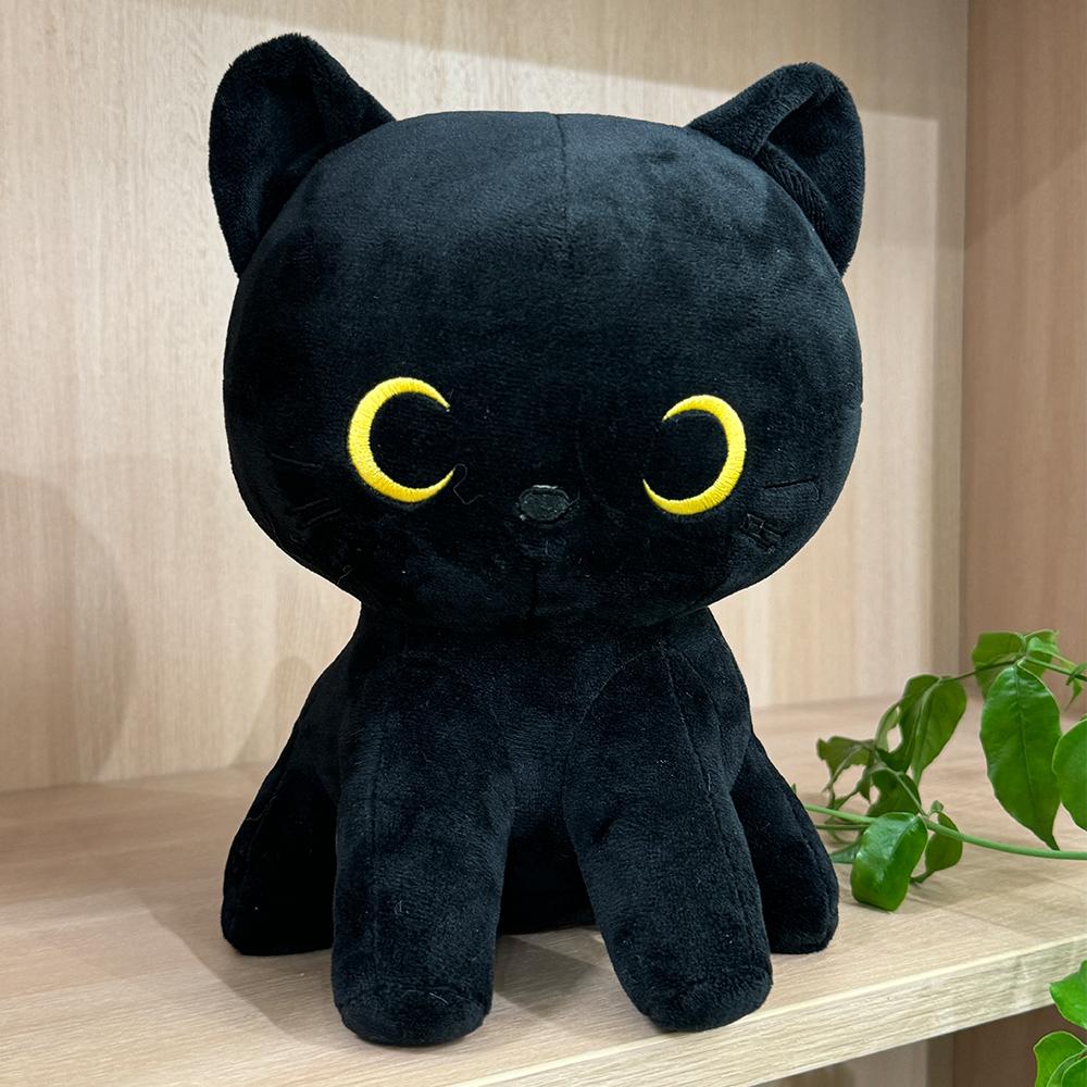 TreasuringU Halloween Party Black Cat Plush Playthings Cute Cartoon Long Cat Fuzzy Dolls Happy Halloween Party Birthday Gifts