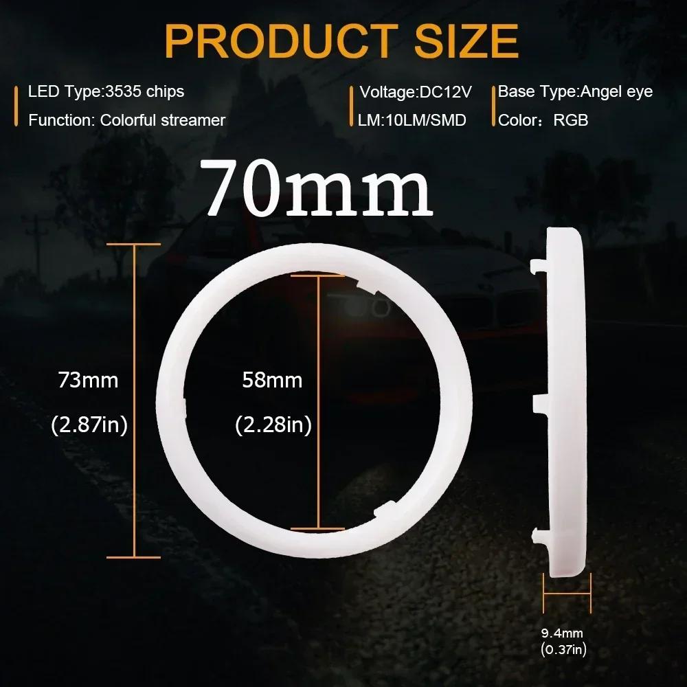 2PCS 12V 24V DC LED Angel Eyes Cotton Lights with Turn Signal Lights APP Bluetooth RGB DRL Halo Rings For Car Scooter Headlight