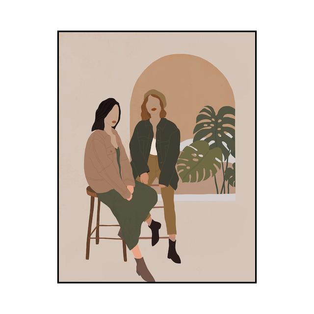 Boho Girl Wall Art Posters Tropical Leaves Abstract Canvas Painting and Prints Pictures for Living Room Home Decor No Frame