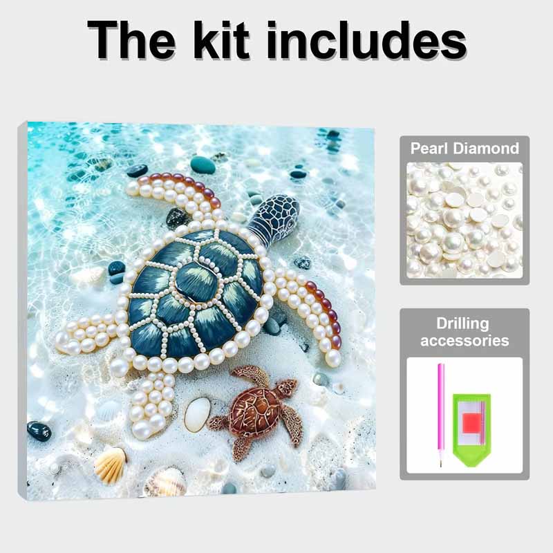 Turtle Full 5D DIY Pearl Gem Art Diamond Painting Kits for Adults/Beginners Gift Idea Home Decor 11.81x11.81in
