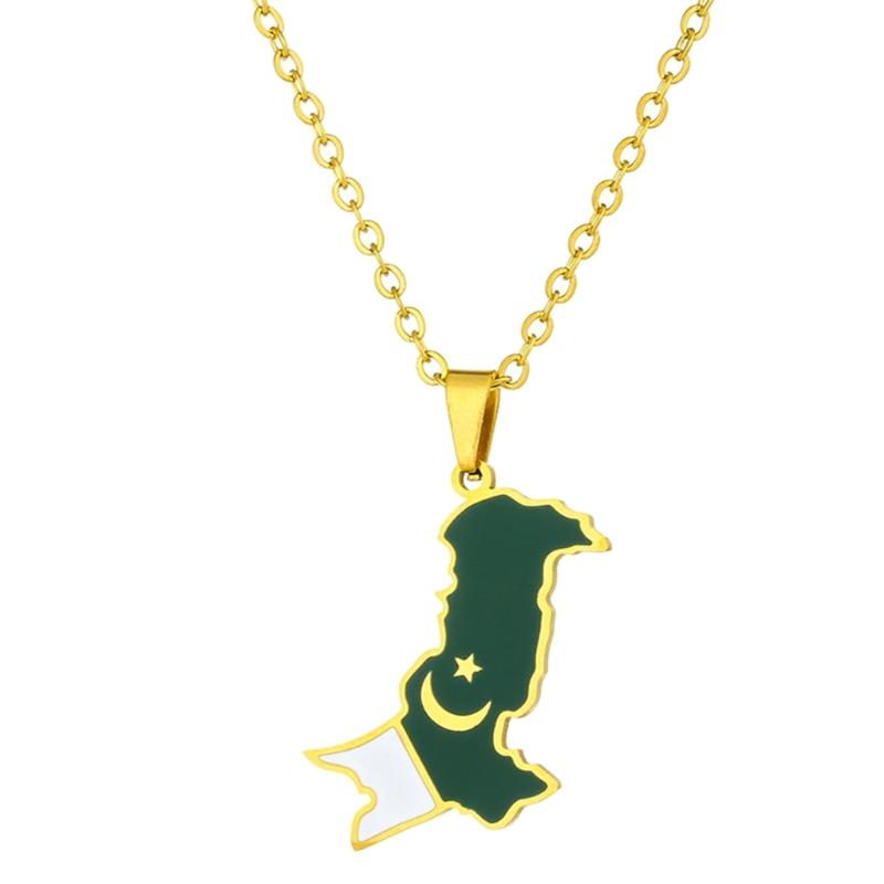Pakistan Flags Pendant Necklace Fashionable National Maps Neckchains Adjustable Ethnic Collarbone Chains Couple Gifts