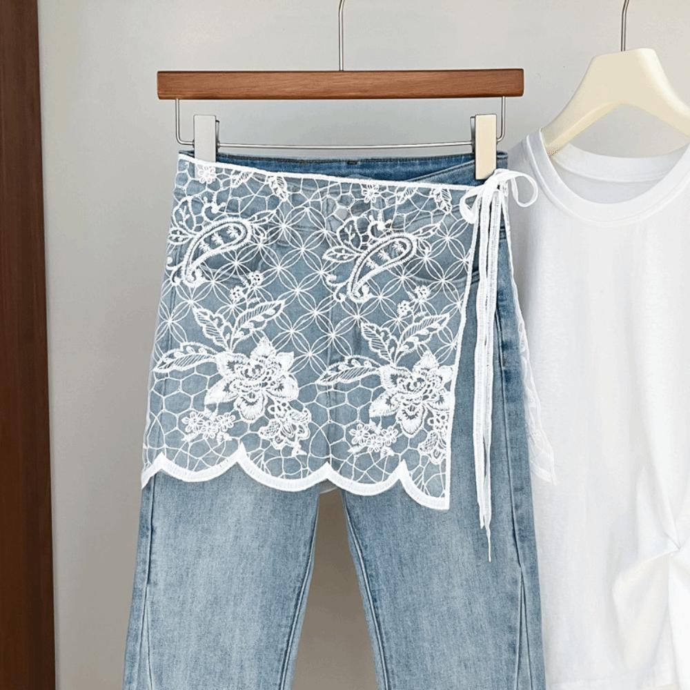Slim Fit Lace Fart Curtain Jeans Decor Women's Scarf Trendy Hip Curtain  for Women