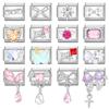 Y2K Romantic Heart Eyes Star Bow Knot Butterfly Zircon Charm Italian Links Fit 9mm Bracelet Stainless Steel Making DIY Jewelry