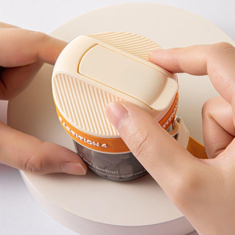 Large Compartments Rotatable Pill Dispenser 4 Grids Pill Storage Box Portable Pill Case Travel
