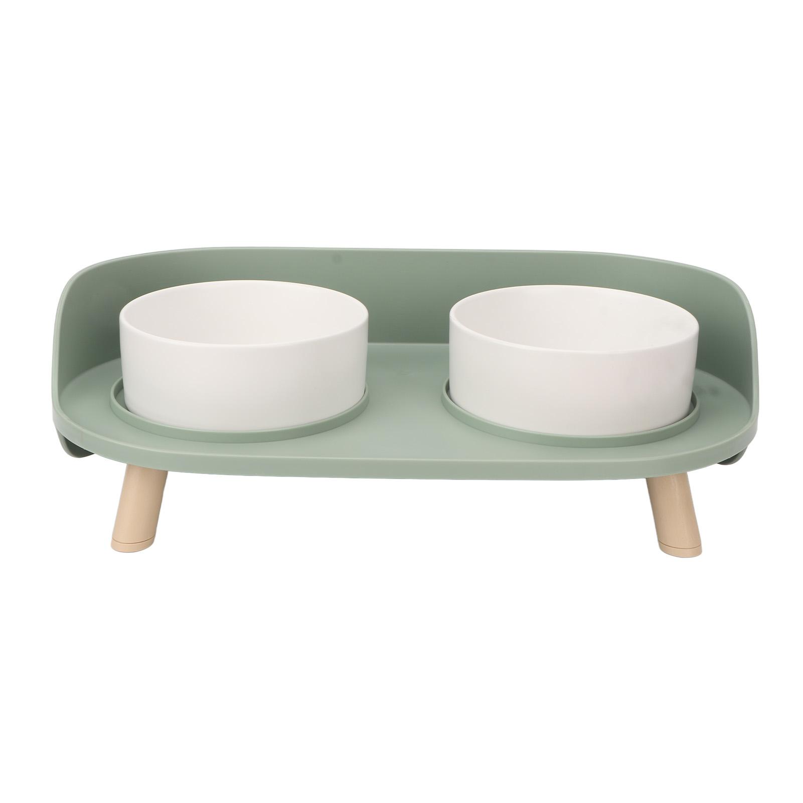 

Керамические миски для кошек с приподнятым дном, предотвращающие проливание, защита шейного отдела позвоночника, двойные миски для еды и воды с приподнятым дном