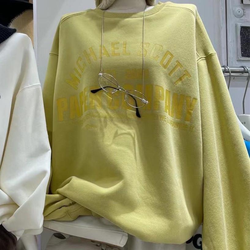 Women's Fleece Lined Loose Sweatshirt, Round Neck, 2025 Autumn/Winter Hong Kong Style, Japanese/Korean Casual Printed Top