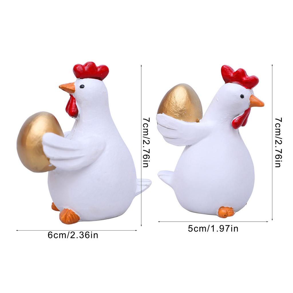 Set of 2 Easters Hen Hugging Golden Eggs Resins Figures Miniatures for Enhancing Garden Yard Aesthetic and Home Decors