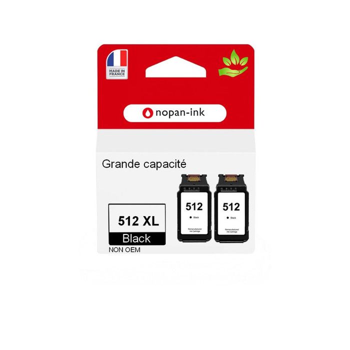 Cartouche d'encre - NOPAN-INK - PG512XL - Noir - Pack 2 - 16 ml