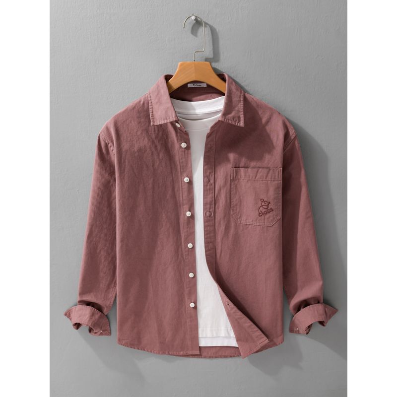 TW Spring and Autumn Long Sleeve Shirts Men's Loose Casual Japan Fashion Artistic Embroidery Top Outerwear 100% Cotton New